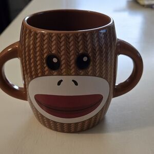 Galerie Brand Sock Monkey Mug with Double Handles 4" tall